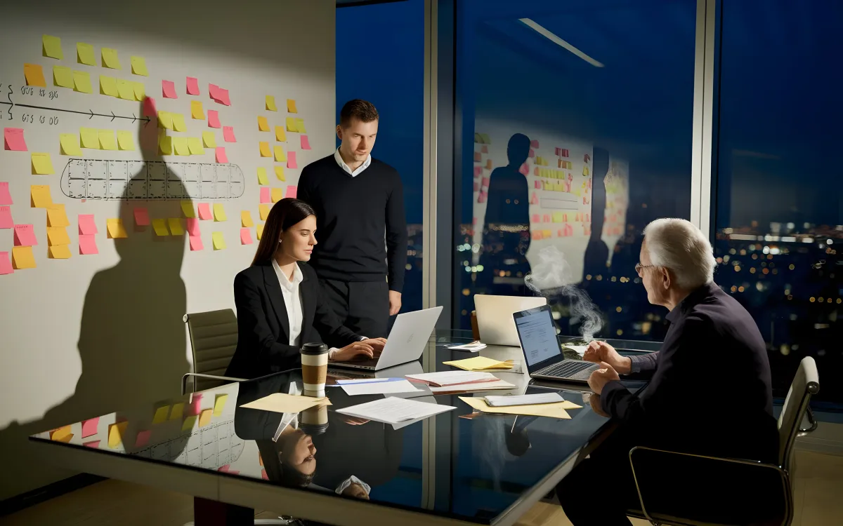 Profissionais analisando dados fiscais em ambiente moderno de startup