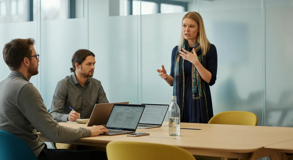 Equipe de startup reunida em escritório moderno